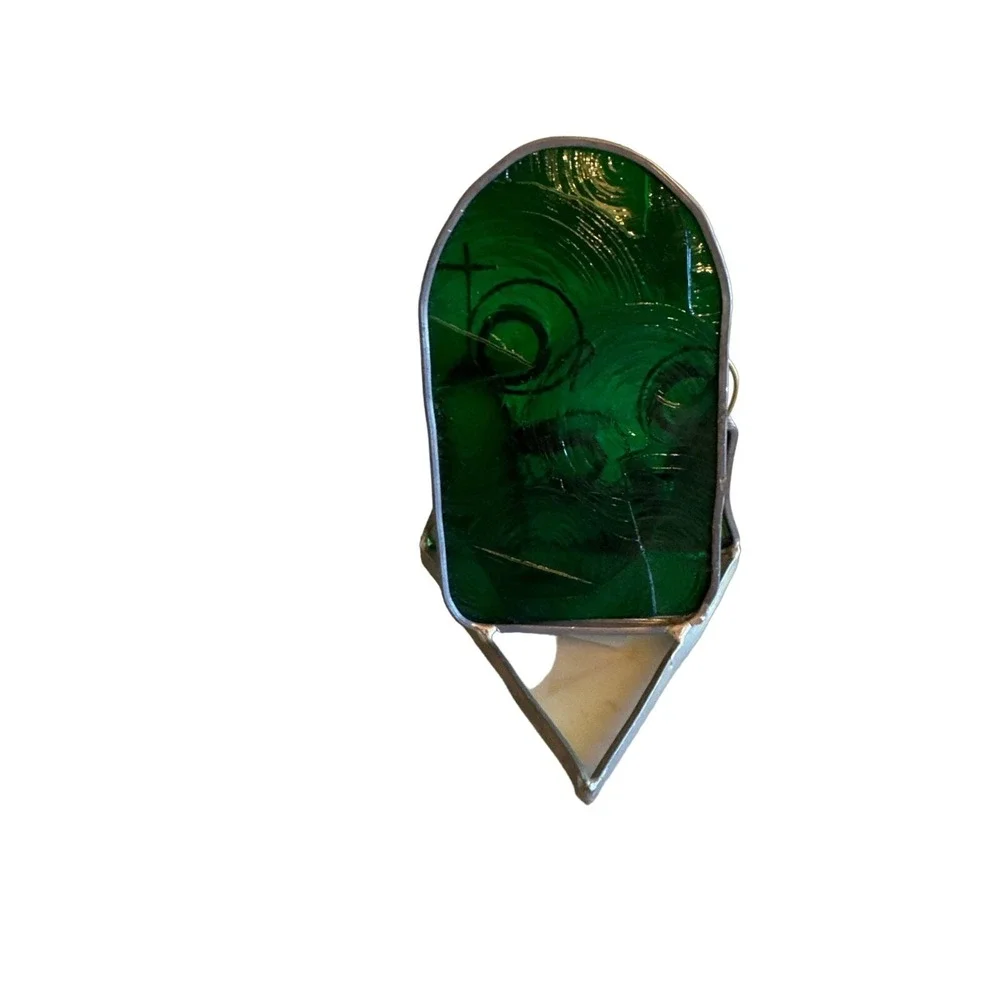Unbranded Nativity Scene Green Stained Glass Holy Family Minimalist‎ Figurine